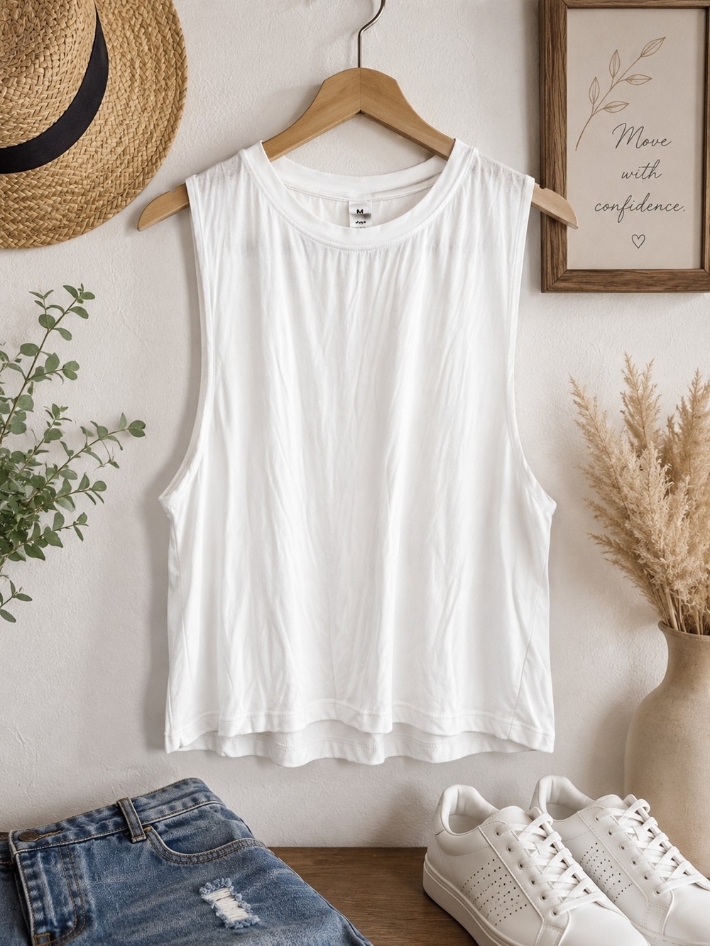 Classic White Sleeveless Tank - Versatile Everyday Layering Size 4